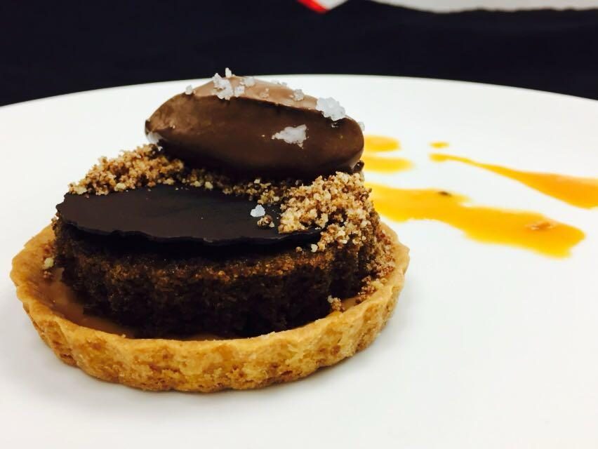 Dark chocolate tart with salted caramel